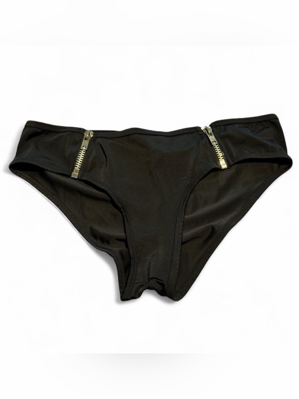 Elegant Moments Black scrunch butt Bikini bottoms with Silver Zipper